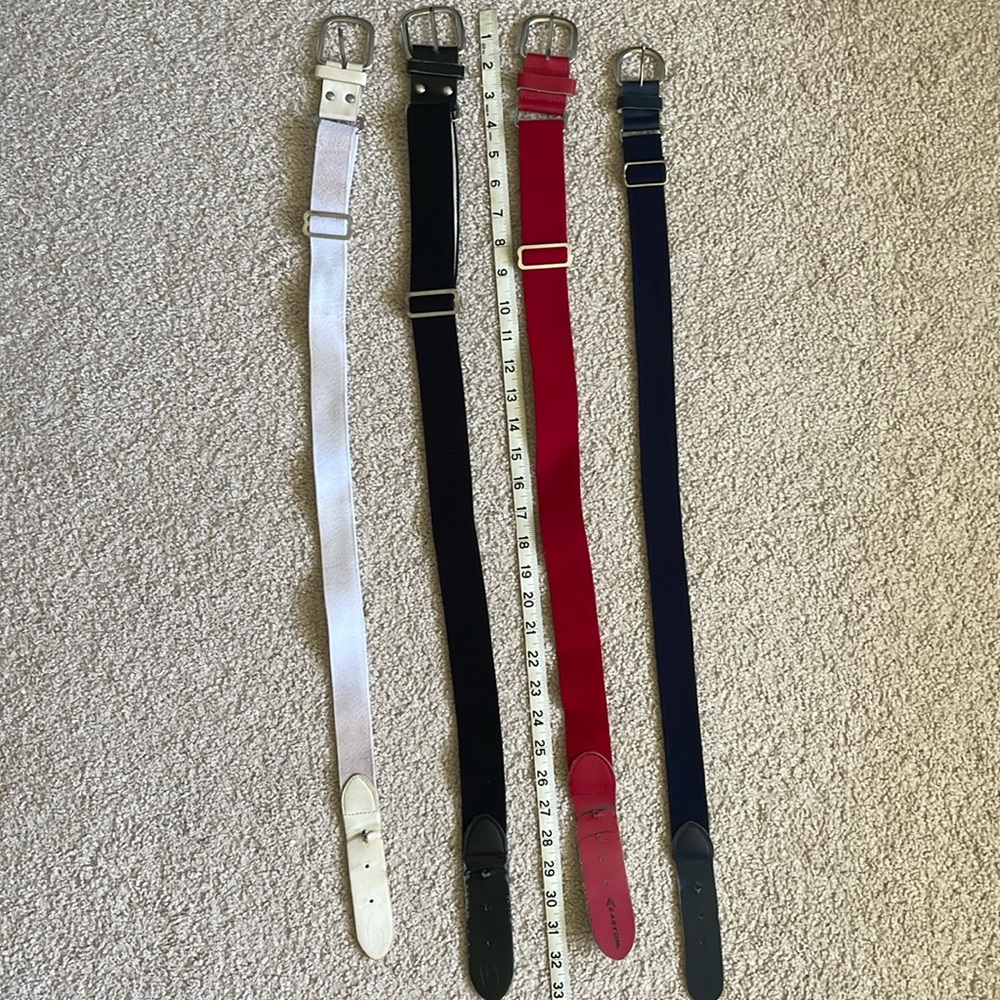 Softball / baseball belts, four (white, black, red, navy)